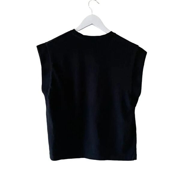 Zara Women’s Black Solid Crewneck Cotton Essential Sleeveless T-Shirt SZ S #1164 - Picture 5 of 12